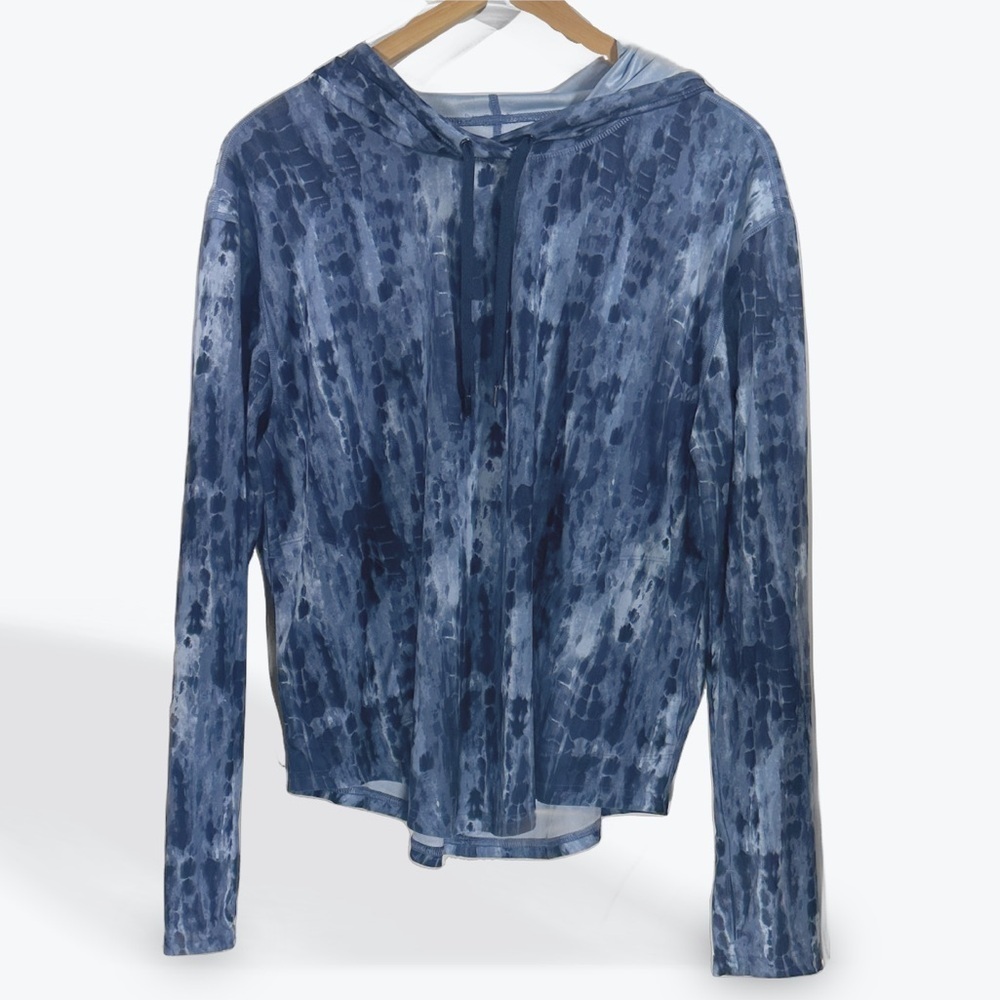 OLD NAVY ACTIVE Breathe On Blue Tie-Dye Long Sleeve hooded top size large